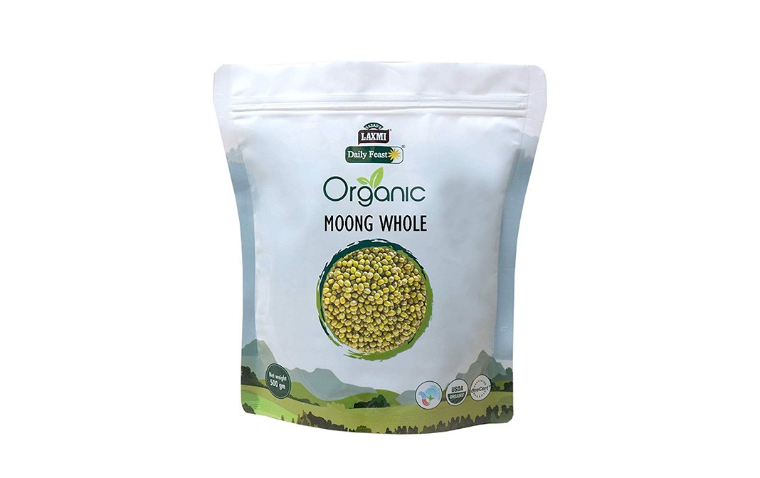 Laxmi Daily Feast Organic Moong Whole   Pack  500 grams